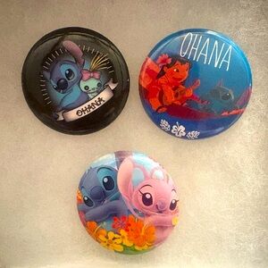 Disney Stitch Ohana Button Set - Black, Blue, Red